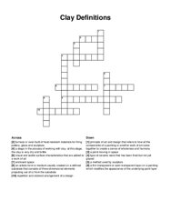 Clay Definitions crossword puzzle