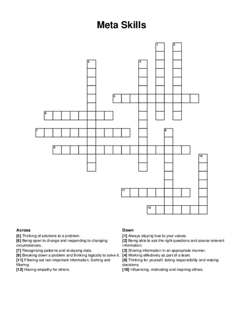 Meta Skills Crossword Puzzle