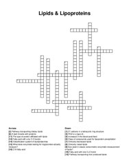 Lipids & Lipoproteins crossword puzzle