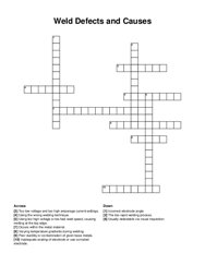 Weld Defects and Causes crossword puzzle