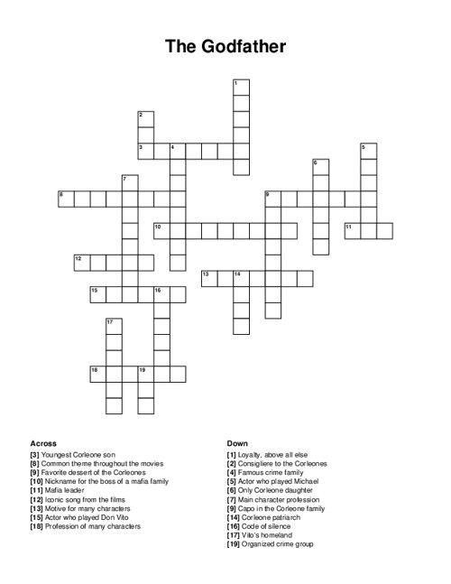 The Godfather Crossword Puzzle