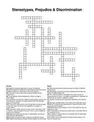 Stereotypes, Prejudice & Discrimination crossword puzzle