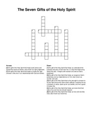 The Seven Gifts of the Holy Spirit crossword puzzle