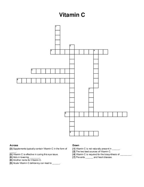 Vitamin C Crossword Puzzle