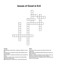 Issues of Good & Evil crossword puzzle