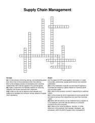 Supply Chain Management crossword puzzle