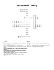 Heavy Metal Toxicity crossword puzzle