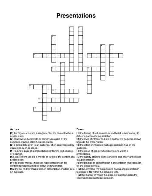 Presentations Crossword Puzzle