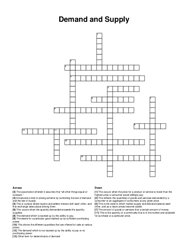 Demand and Supply crossword puzzle