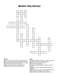 Modern Day Slavery crossword puzzle