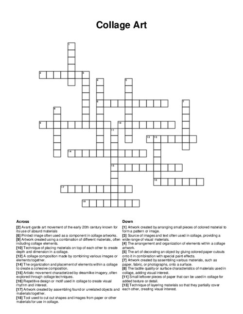 Collage Art Crossword Puzzle
