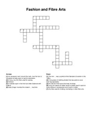 Fashion and Fibre Arts crossword puzzle