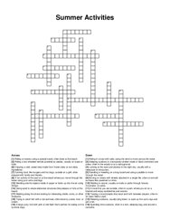 Summer Activities crossword puzzle