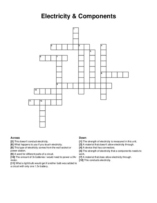 Electricity & Components Crossword Puzzle