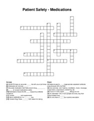 Patient Safety - Medications crossword puzzle