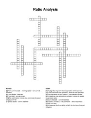 Ratio Analysis crossword puzzle