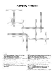 Company Accounts crossword puzzle