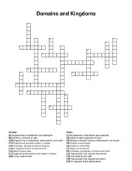 Domains and Kingdoms crossword puzzle