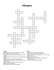 Allergens crossword puzzle