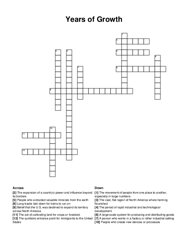 Years of Growth crossword puzzle