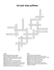 -ful and -less suffixes crossword puzzle