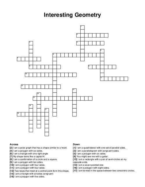 Interesting Geometry Crossword Puzzle