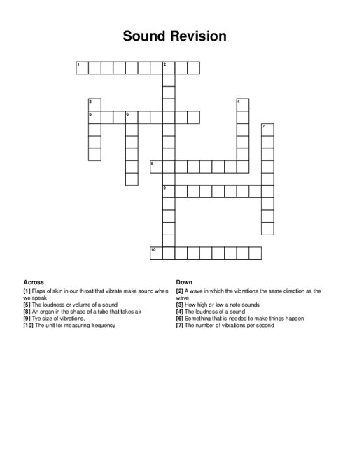 Sound Revision Crossword Puzzle