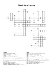 The Life of Jesus crossword puzzle