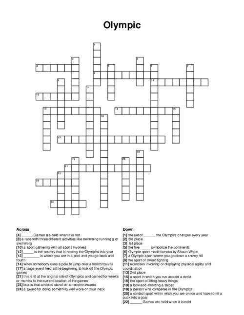 Olympic Crossword Puzzle