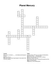 Planet Mercury crossword puzzle