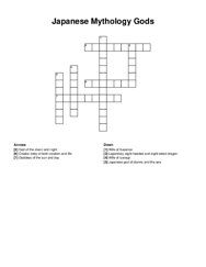 Japanese Mythology Gods crossword puzzle