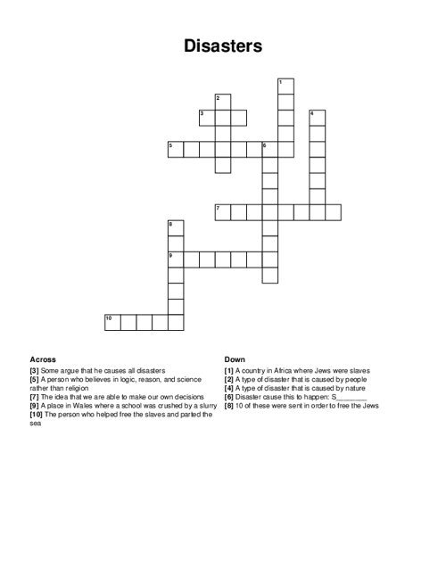 Disasters Crossword Puzzle