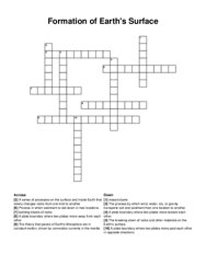 Formation of Earths Surface crossword puzzle