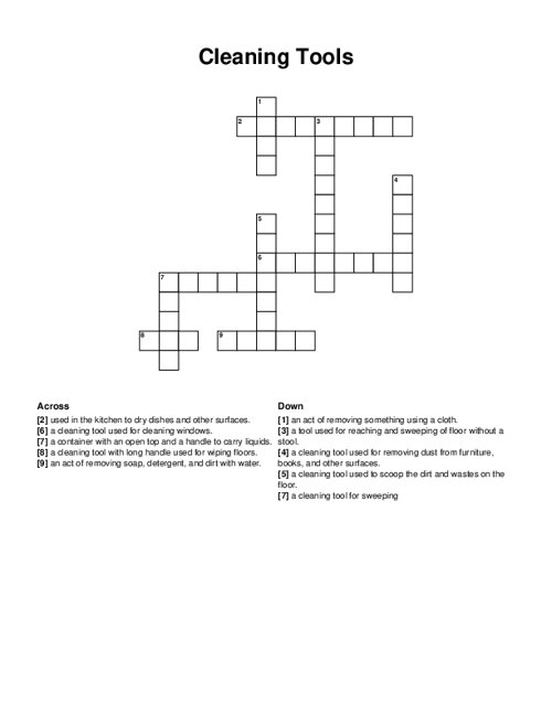 Cleaning Tools Crossword Puzzle