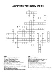 Astronomy Vocabulary Words crossword puzzle