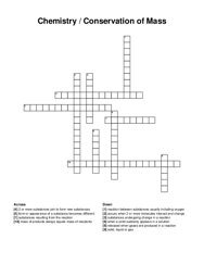 Chemistry / Conservation of Mass crossword puzzle