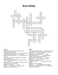 Burn Safety crossword puzzle
