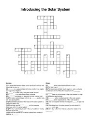 Introducing the Solar System crossword puzzle