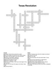 Texas Revolution crossword puzzle