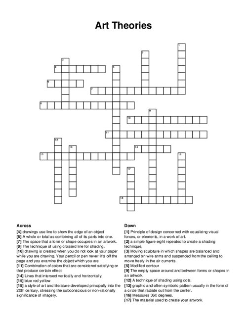 Art Theories Crossword Puzzle