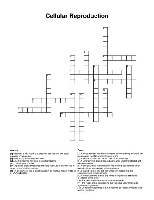 Cellular Reproduction Crossword Puzzle