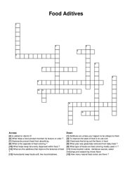 Food Aditives crossword puzzle