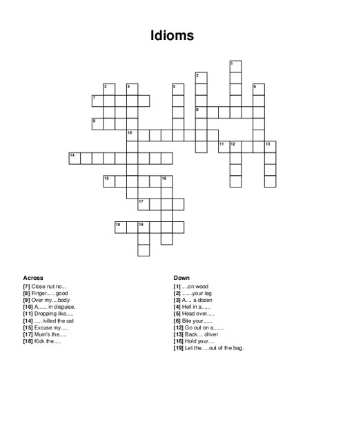 Idioms Crossword Puzzle