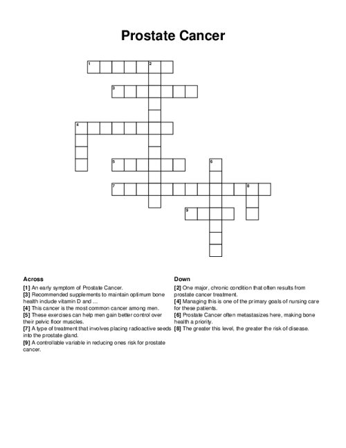 Prostate Cancer Crossword Puzzle