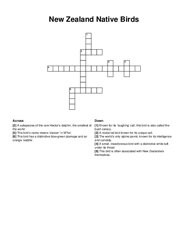 New Zealand Native Birds crossword puzzle