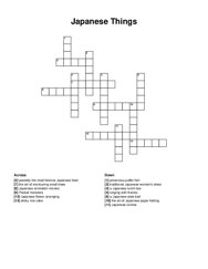 Japanese Things crossword puzzle