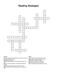 Reading Strategies crossword puzzle