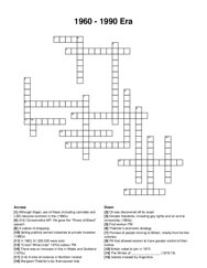 1960 - 1990 Era crossword puzzle