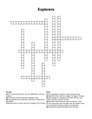 Explorers crossword puzzle