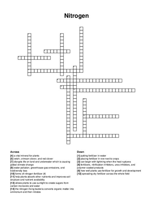 Nitrogen Crossword Puzzle
